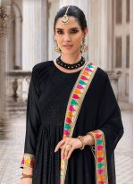 Anarkali Salwar Suit Embroidered Pure Georgette in Black