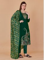 Angelic Banarasi Silk Green Meenakari Salwar Kameez