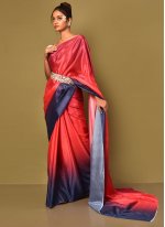 Appealing Chinon Red Traditional Saree