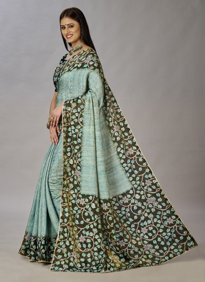Appealing Jacquard Silk Mehndi Classic Designer Saree