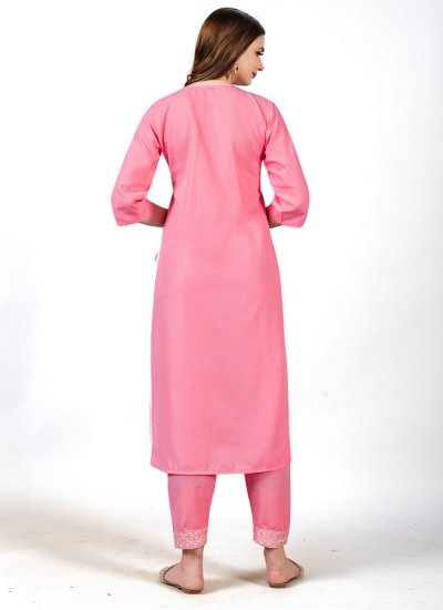 Appealing Pink Embroidered Rayon Casual Kurti