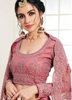Appealing Rose Pink Satin Silk Trendy Designer Lehenga Choli