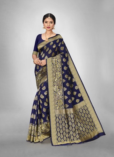 Appealing Weaving Blue Silk Saree