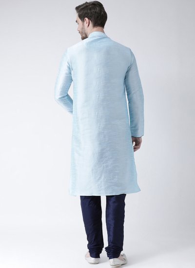 Aqua Blue Art Dupion Silk Kurta Pyjama