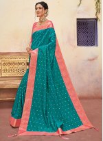 Aqua Blue Banarasi Silk Designer Saree