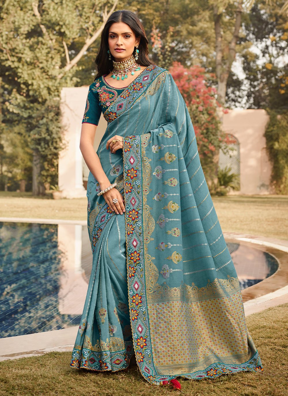 Silk Engagement Traditional Designer Saree 51391 - Saree