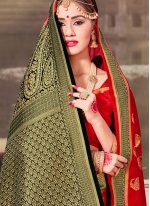 Aristocratic Art Banarasi Silk Red Woven Traditional Saree