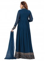 Aristocratic Blue Faux Georgette Trendy Salwar Suit
