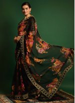 Aristocratic Georgette Black Embroidered Trendy Saree
