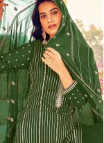 Aristocratic Georgette Embroidered Green Salwar Kameez