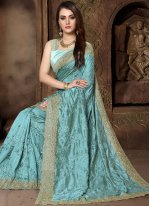 Aristocratic Resham Art Silk Blue Traditional Designer Saree