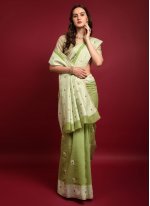Aristocratic Weaving Banarasi Silk Green Traditional Saree