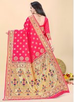 Arresting Pink Weaving Banarasi Silk Designer Traditional Saree