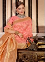 Arresting Pink Woven Traditional Saree
