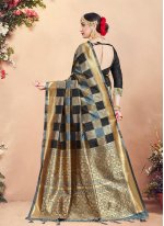 Art Banarasi Silk Weaving Classic Saree in Black and Grey