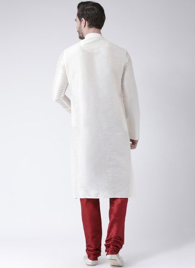 Art Dupion Silk Kurta Pyjama in White