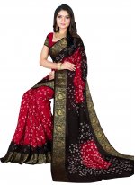 Art Silk Black and Red Patch Border Traditional Designer Saree