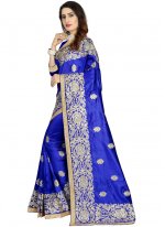 Art Silk Classic Designer Saree in Navy Blue
