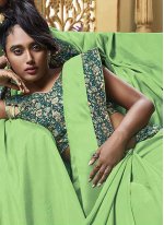 Art Silk Classic Saree in Green