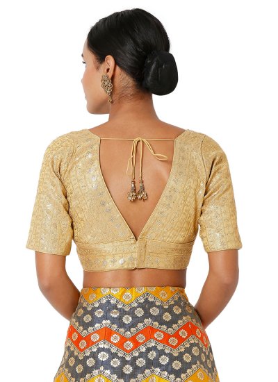 Art Silk Embroidered Gold Blouse