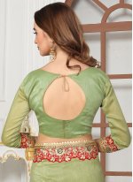 Art Silk Embroidered Green Traditional Designer Saree