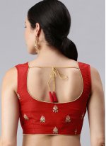 Art Silk Embroidered Red Designer Blouse