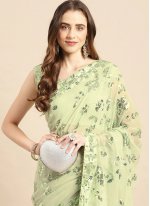 Art Silk Green Embroidered Classic Saree