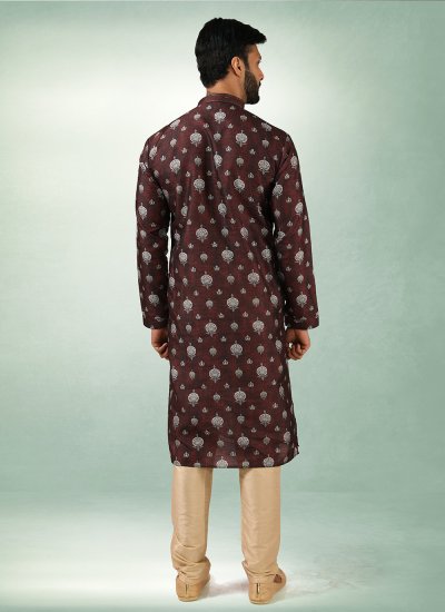 
                            Art Silk Kurta Pyjama in Brown