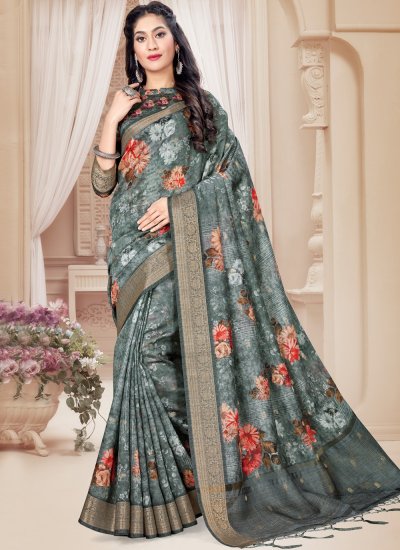 Art Silk Printed Saree in Multi Colour