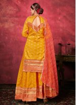 Art Silk Readymade Salwar Kameez in Yellow