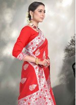 Art Silk Red Weaving Classic Saree