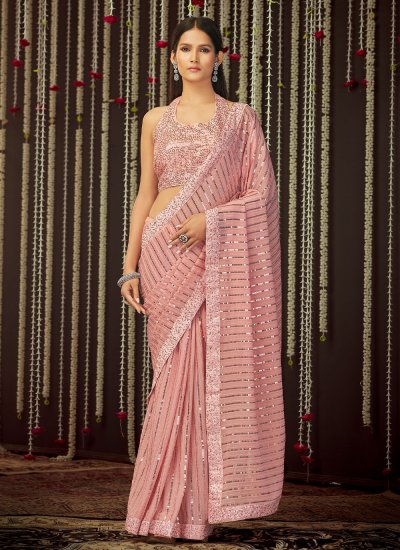 Art Silk Thread Designer Contemporary Saree in Pink