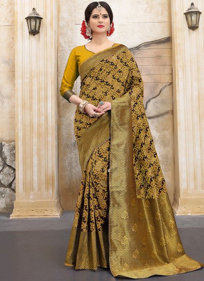 Art Silk Weaving Designer Traditional Saree in Yellow