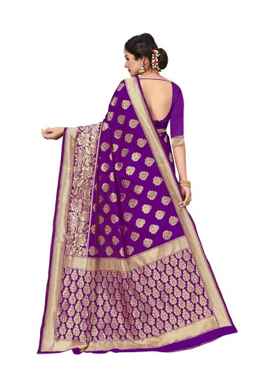 Art Silk Weaving Silk Saree in Violet