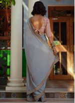 Art Silk Woven Trendy Saree in Grey