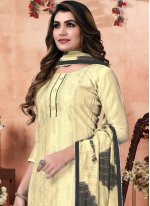 Artistic Cream Chanderi Cotton Salwar Suit
