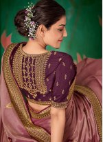 Artistic Embroidered Pink Contemporary Saree