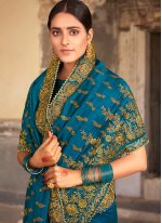 Artistic Lace Teal Traditional Designer Saree