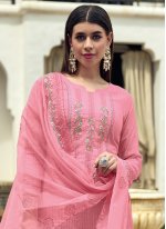 Artistic Pink Sequins Straight Salwar Kameez