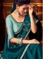 Artistic Silk Blue Resham Designer Saree