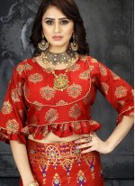 Aspiring Art Banarasi Silk Woven Red Lehenga Choli