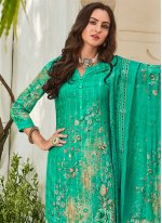 Aspiring Embroidered Muslin Green Salwar Suit