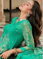 Aspiring Embroidered Muslin Green Salwar Suit