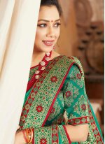 Aspiring Rupali Ganguly Sea Green Fancy Fabric Designer Saree