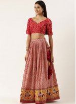 Astonishing Cotton Red Printed Trendy Lehenga Choli