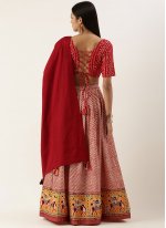 Astonishing Cotton Red Printed Trendy Lehenga Choli