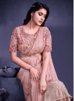 Astonishing Pink Embroidered Trendy Saree