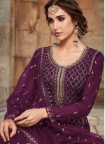 Astonishing Purple Embroidered Designer Pakistani Salwar Suit
