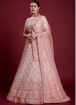 Astonishing Thread Georgette Pink Trendy Lehenga Choli