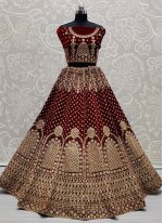Astonishing Velvet Embroidered A Line Lehenga Choli
